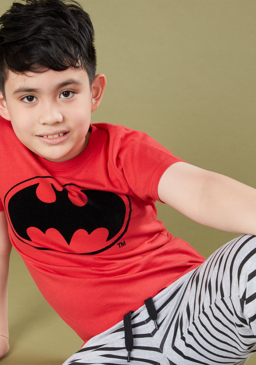 Batman Printed T-shirt and Striped Pyjama Set-Nightwear-image-1