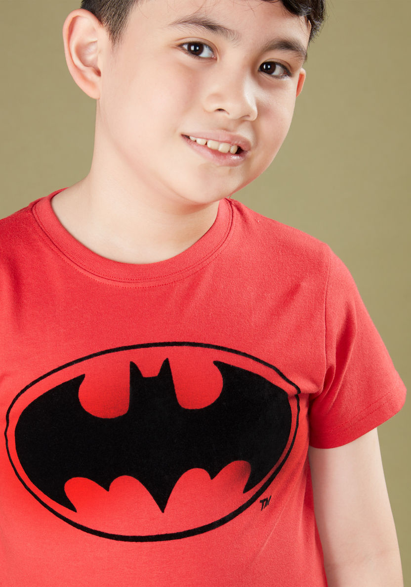 Batman Printed T-shirt and Striped Pyjama Set-Nightwear-image-3
