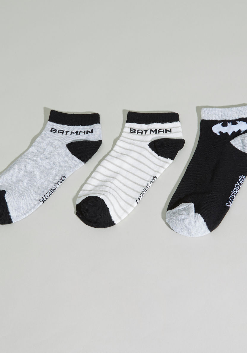 Batman Printed Ankle Length Socks - Set of 3-Socks-image-0