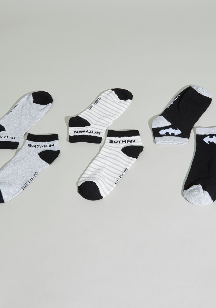 Batman Printed Ankle Length Socks - Set of 3-Socks-image-1