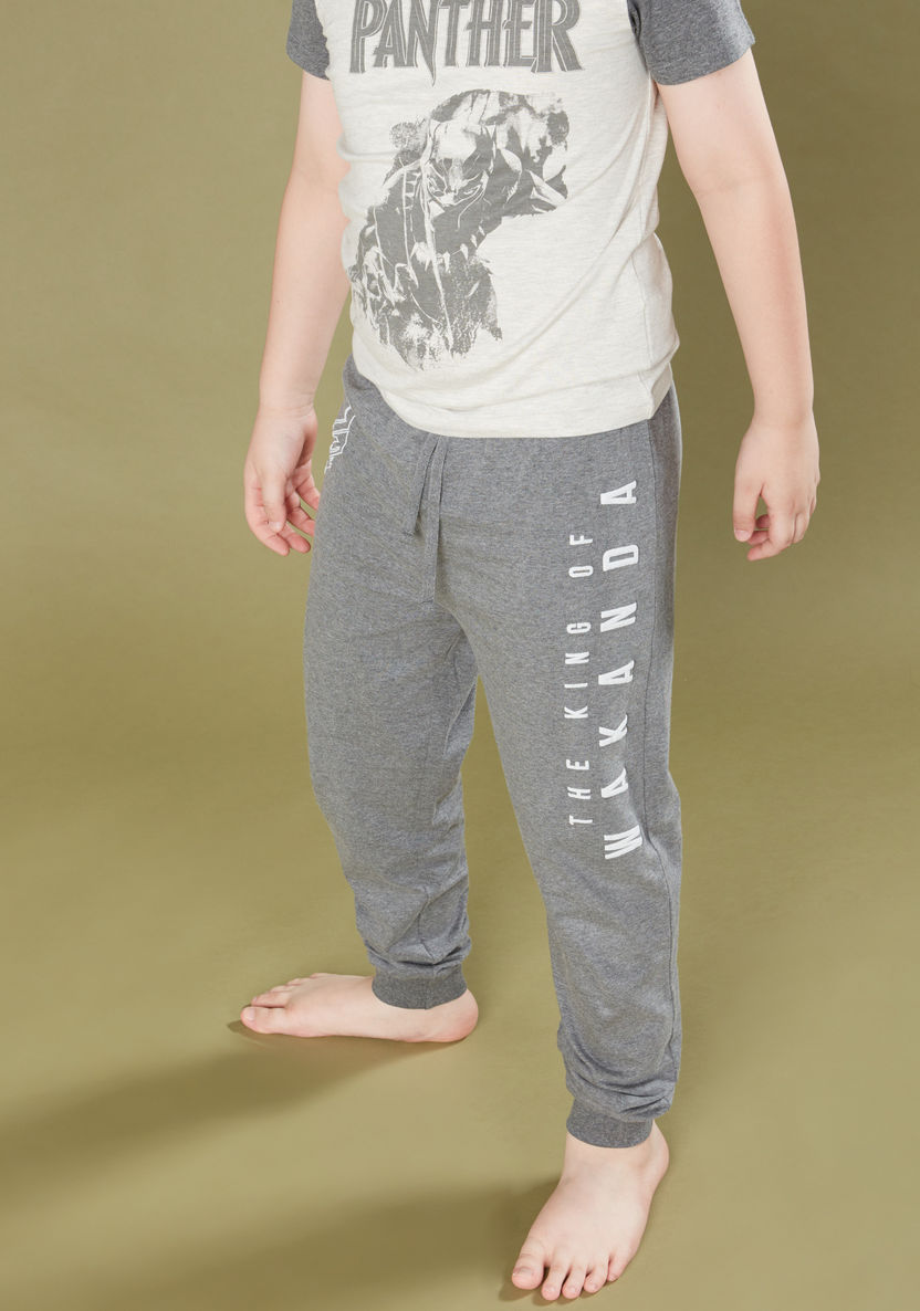 Black Panther Printed T-shirt with Jog Pants-Nightwear-image-2