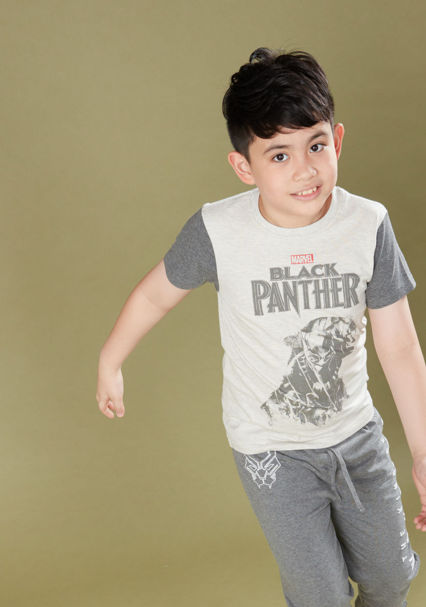 Black Panther Printed T-shirt with Jog Pants-Nightwear-image-3