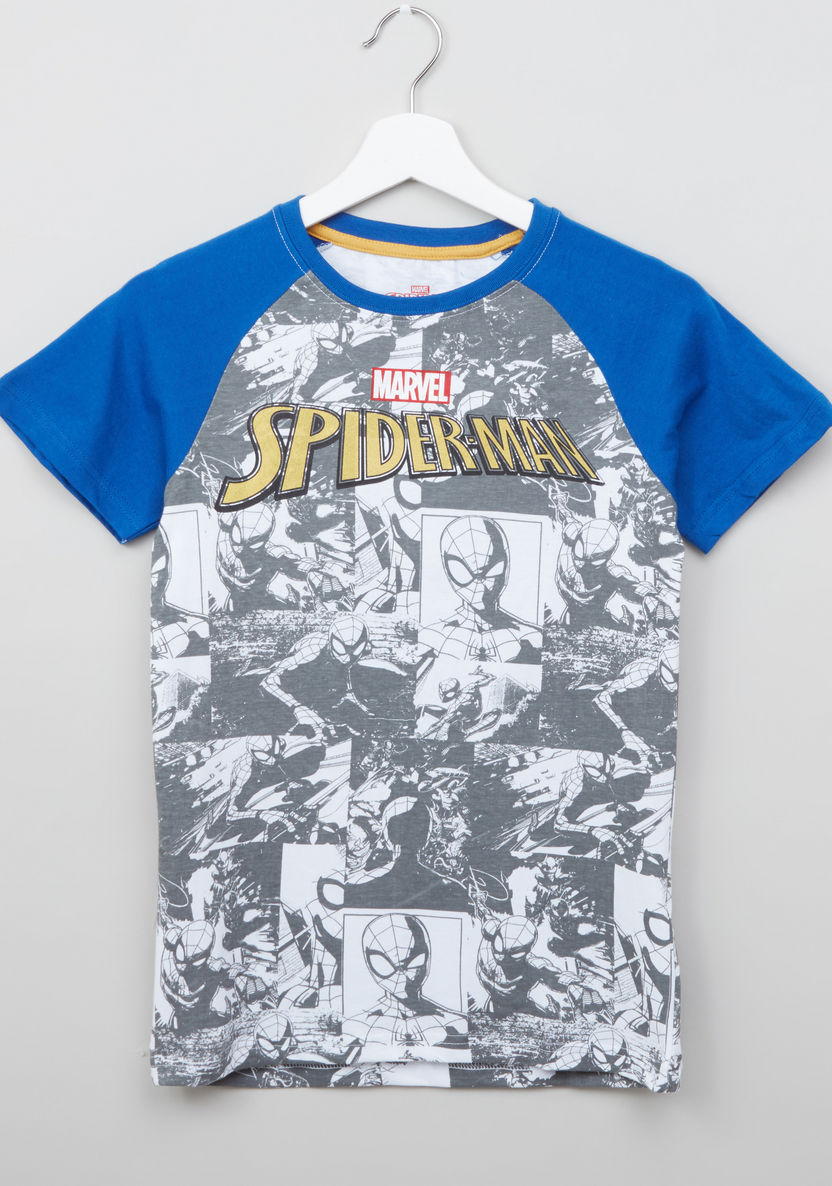 Spider-Man Printed Short Sleeves T-shirt and Drawstring Pyjama Set-Nightwear-image-1