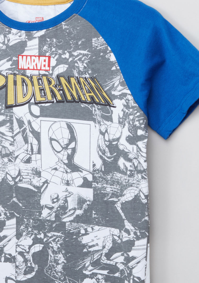 Spider-Man Printed Short Sleeves T-shirt and Drawstring Pyjama Set-Nightwear-image-2