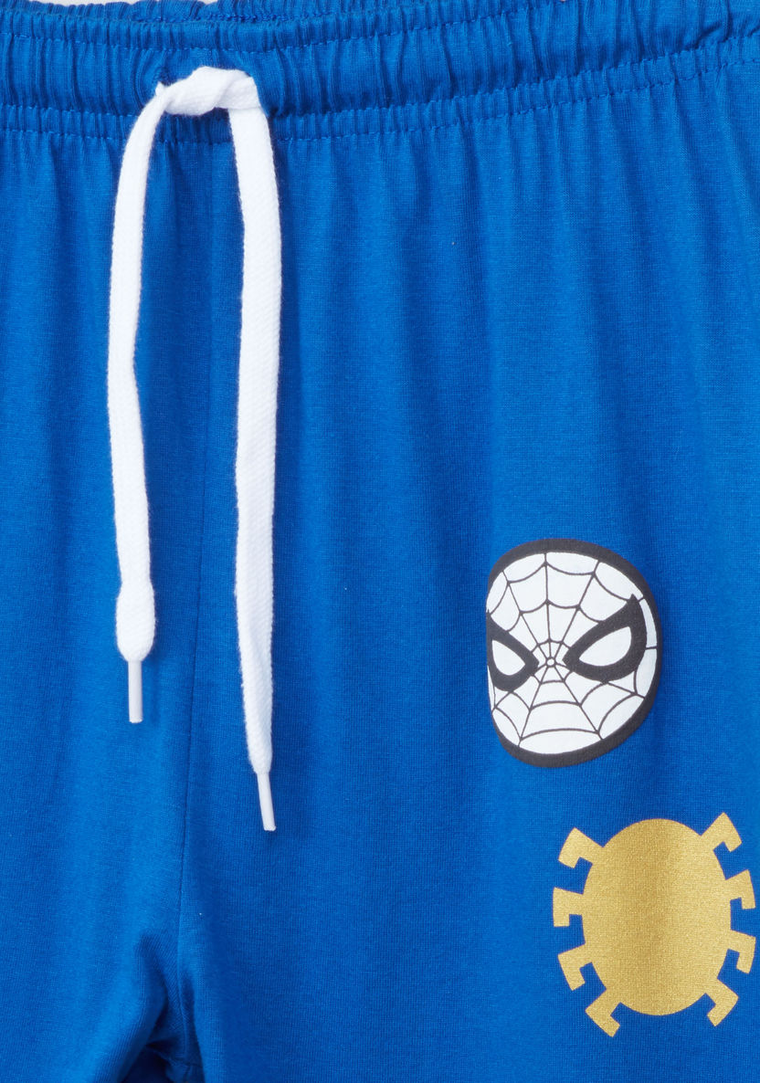 Spider-Man Printed Short Sleeves T-shirt and Drawstring Pyjama Set-Nightwear-image-4