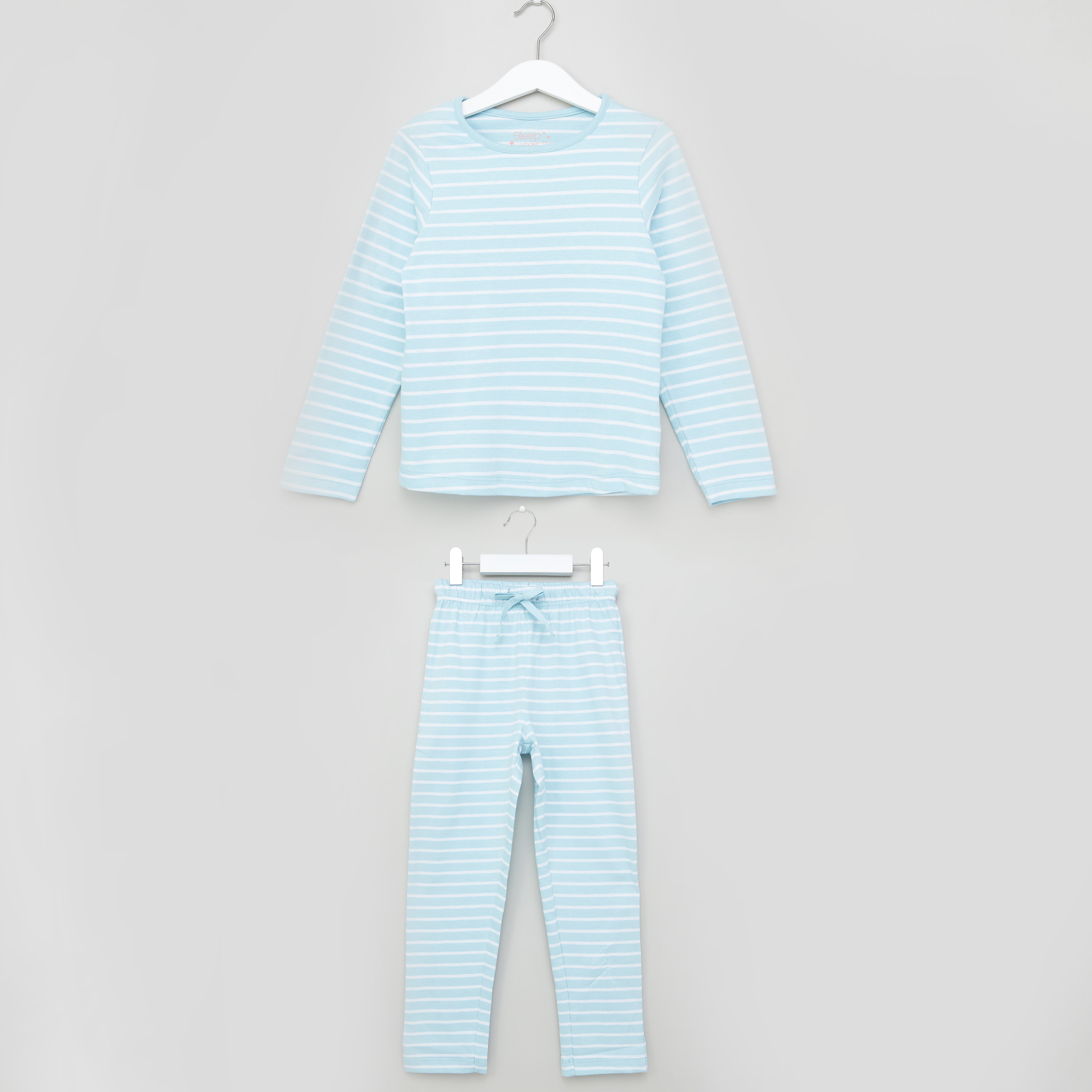 Juniors Striped T-Shirt and Pyjama Set-girls-clothing-nightwear-image-1