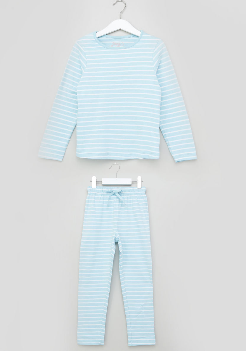 Juniors Striped T-shirt and Pyjama Set-Nightwear-image-0