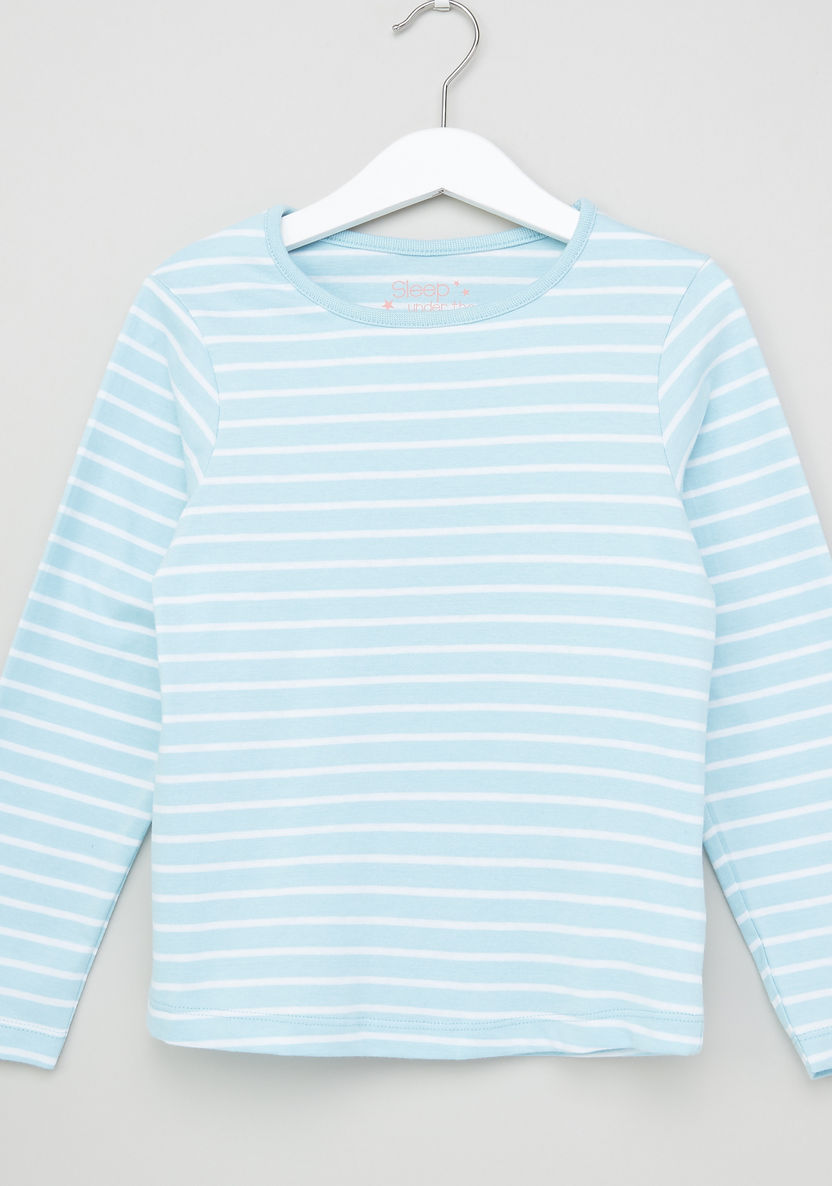 Juniors Striped T-shirt and Pyjama Set-Nightwear-image-1
