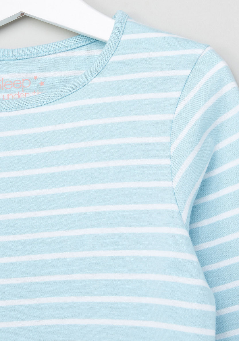 Juniors Striped T-shirt and Pyjama Set-Nightwear-image-2