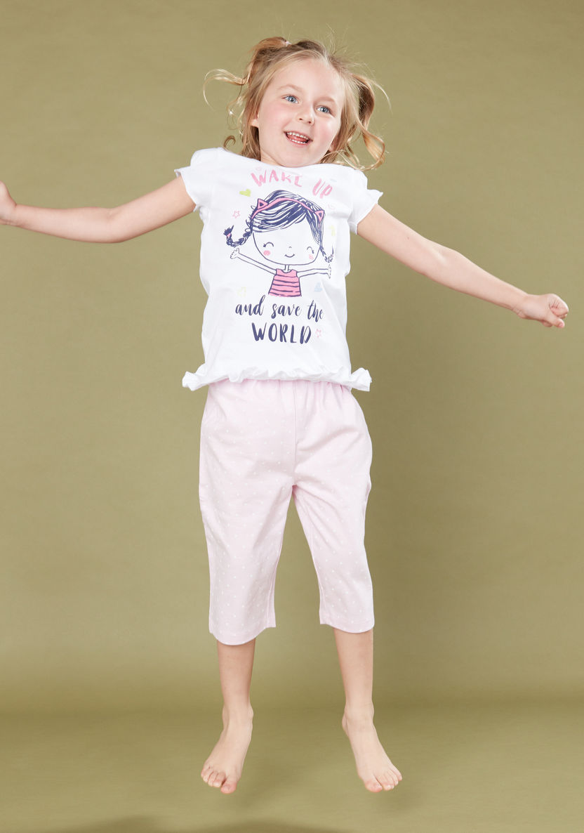 Juniors Printed T-shirt and Pyjama Set-Nightwear-image-1