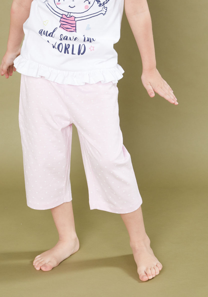 Juniors Printed T-shirt and Pyjama Set-Nightwear-image-5