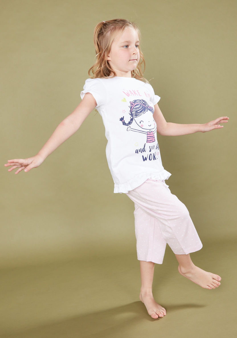 Juniors Printed T-shirt and Pyjama Set-Nightwear-image-6