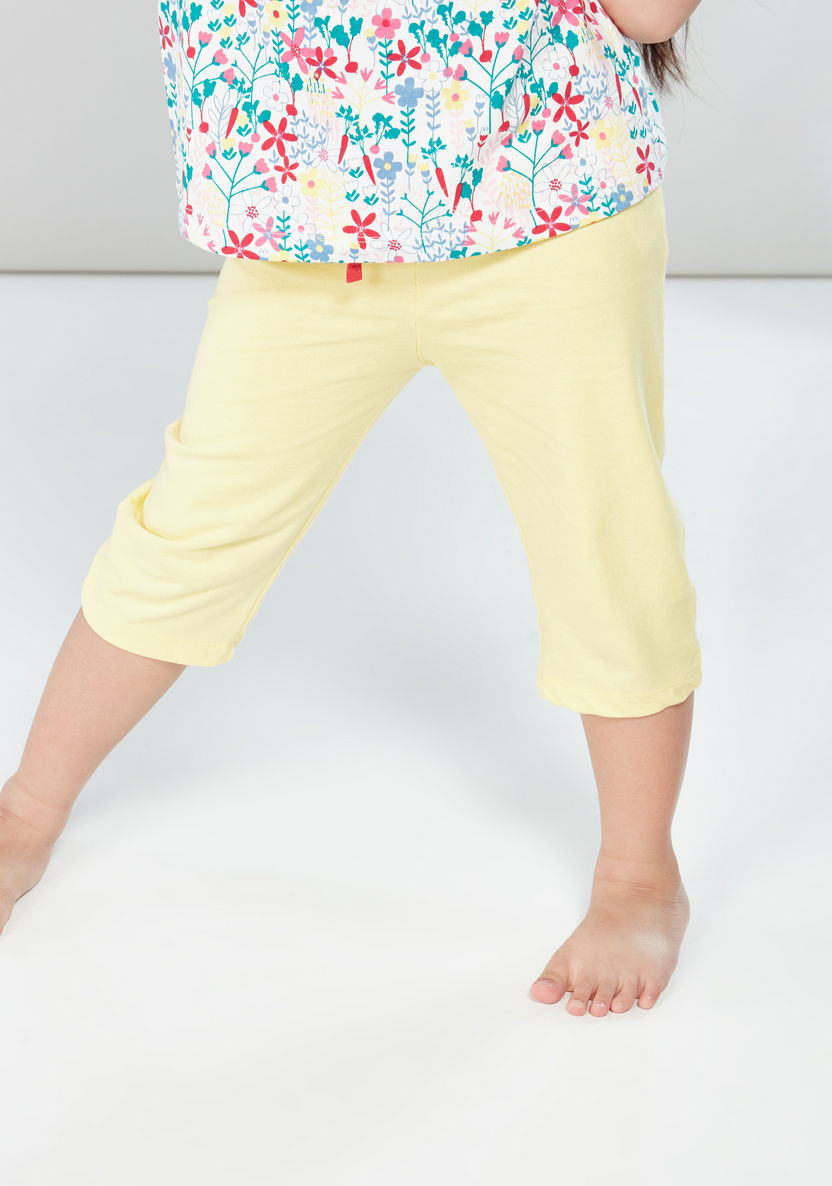 Juniors Short Sleeves Printed Top with Capris-Nightwear-image-2