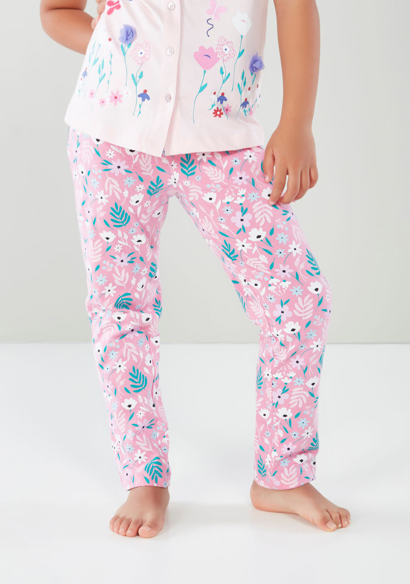 Juniors Printed Short Sleeves Shirt and Pyjama Set-Nightwear-image-3