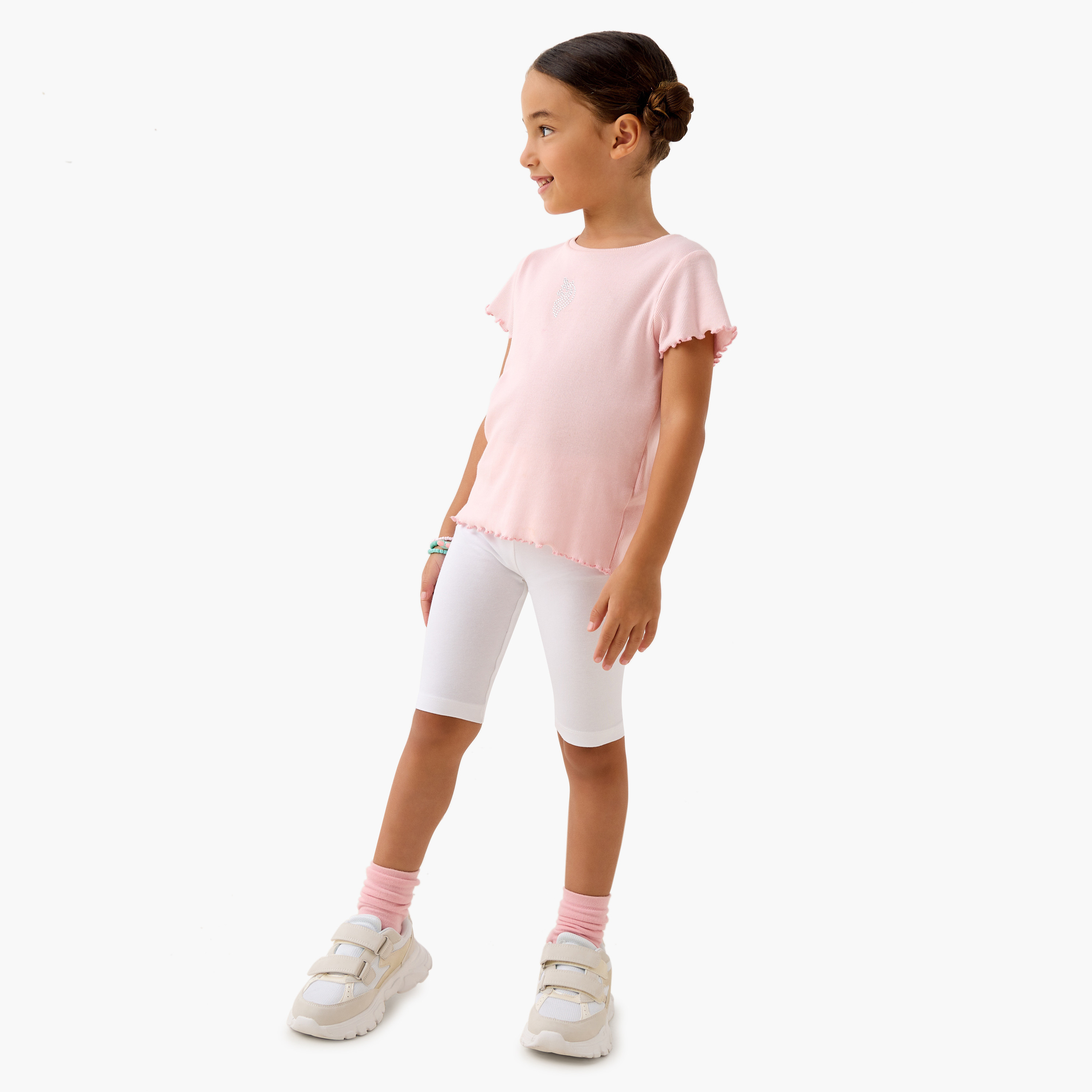 شورت سادة بخصر مطاطي من جونيورز-girls-clothing-bottoms-shorts-image-4