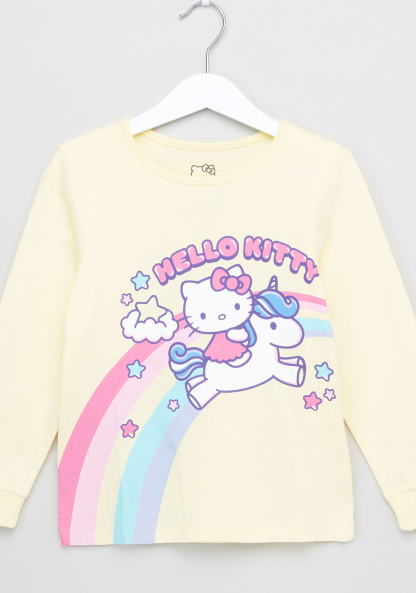 Hello Kitty Printed T-shirt with Jog Pants-Clothes Sets-image-1