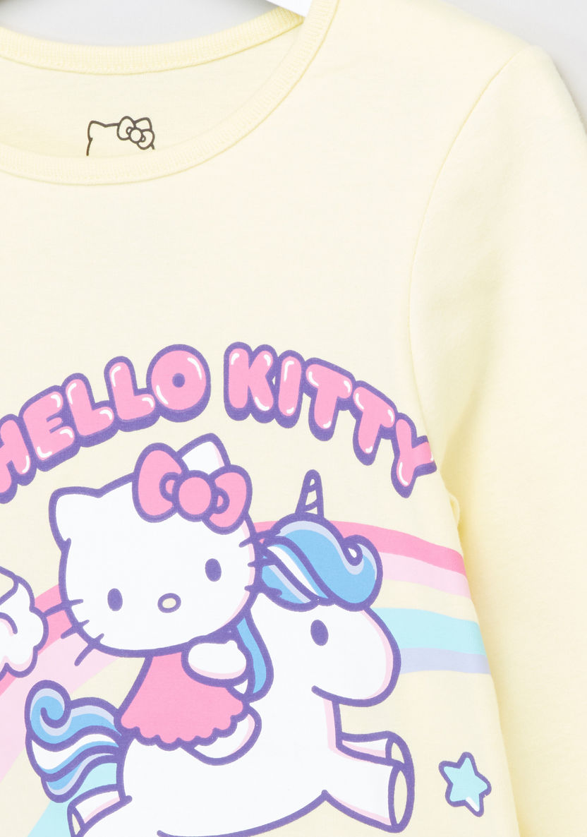 Hello Kitty Printed T-shirt with Jog Pants-Clothes Sets-image-2