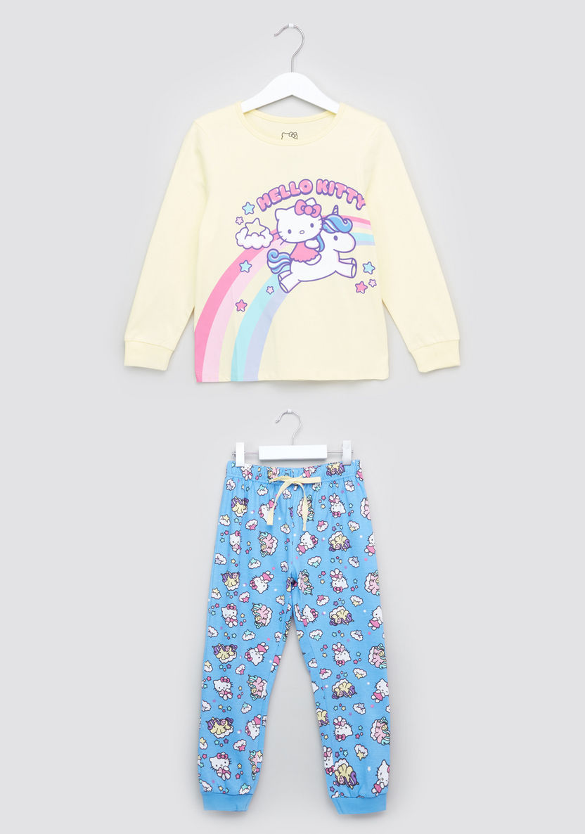 Hello Kitty Printed T-shirt with Jog Pants-Clothes Sets-image-0