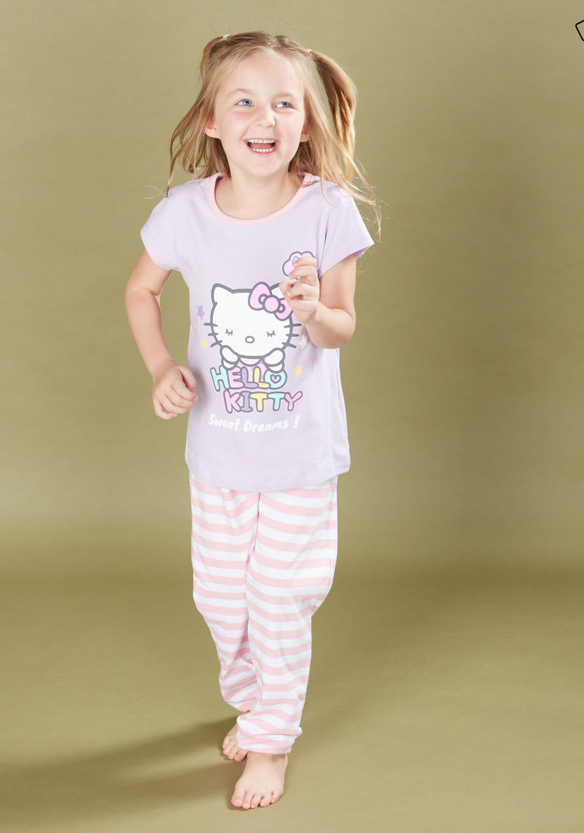 Hello Kitty Printed T-shirt with Jog Pants - Set of 2-Nightwear-image-1