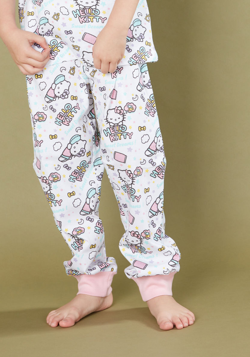 Hello Kitty Printed T-shirt with Jog Pants - Set of 2-Nightwear-image-4