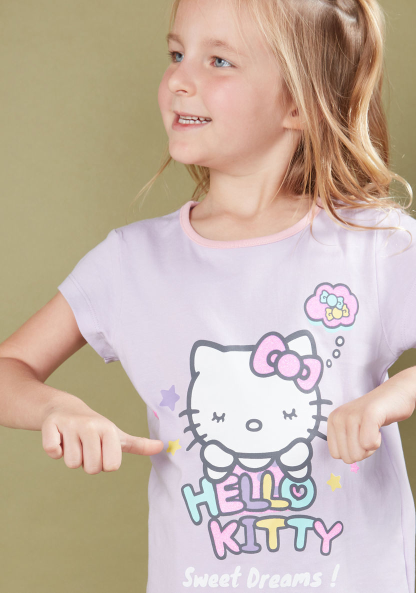 Hello Kitty Printed T-shirt with Jog Pants - Set of 2-Nightwear-image-7