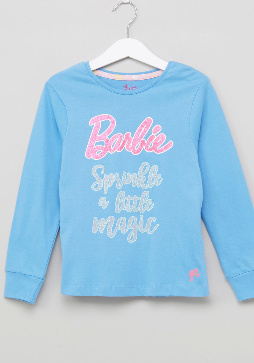 Barbie Printed T-shirt with Jog Pants-Clothes Sets-image-1