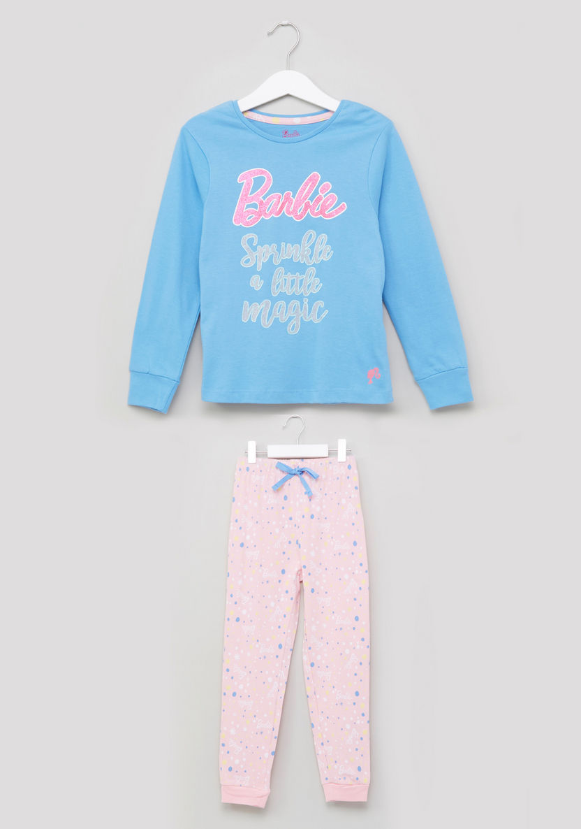 Barbie Printed T-shirt with Jog Pants-Clothes Sets-image-0
