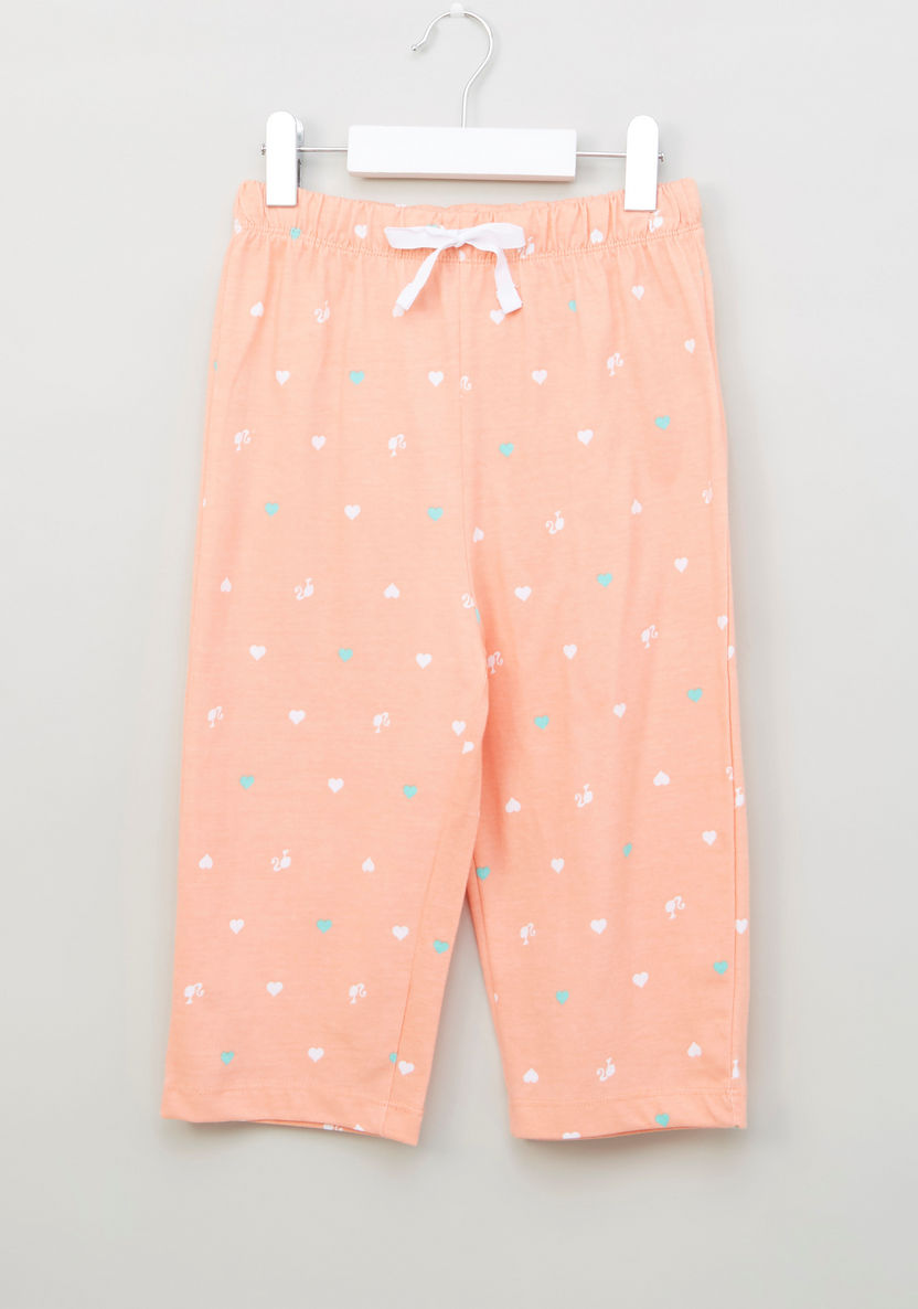 Barbie Printed Round Neck Top and Full Length Pyjama Set-Nightwear-image-4