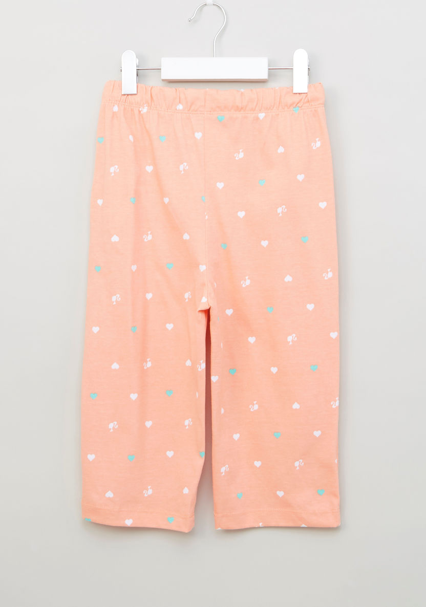 Barbie Printed Round Neck Top and Full Length Pyjama Set-Nightwear-image-6