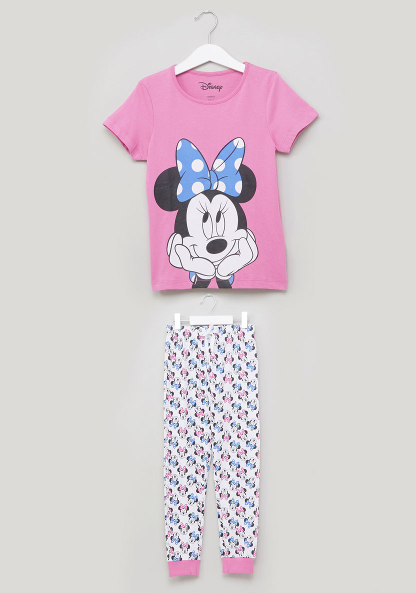 Minnie Mouse Printed T-shirt with Jog Pants-Clothes Sets-image-0