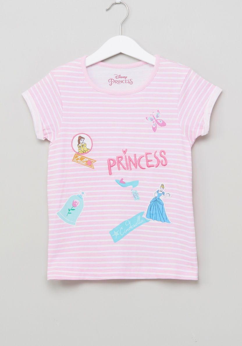 Princess Embroidered T-shirt with Jog Pants-Clothes Sets-image-1