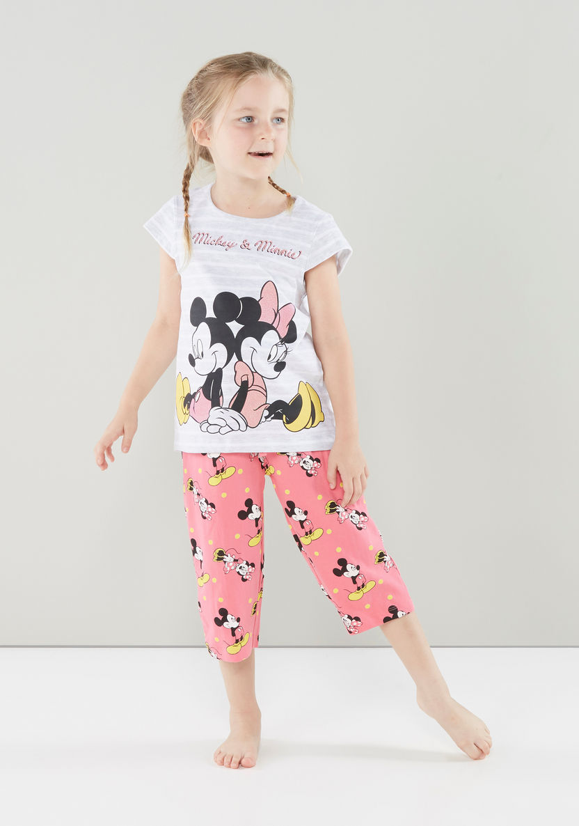Minnie Mouse Printed T-shirt and Pyjamas-Nightwear-image-0