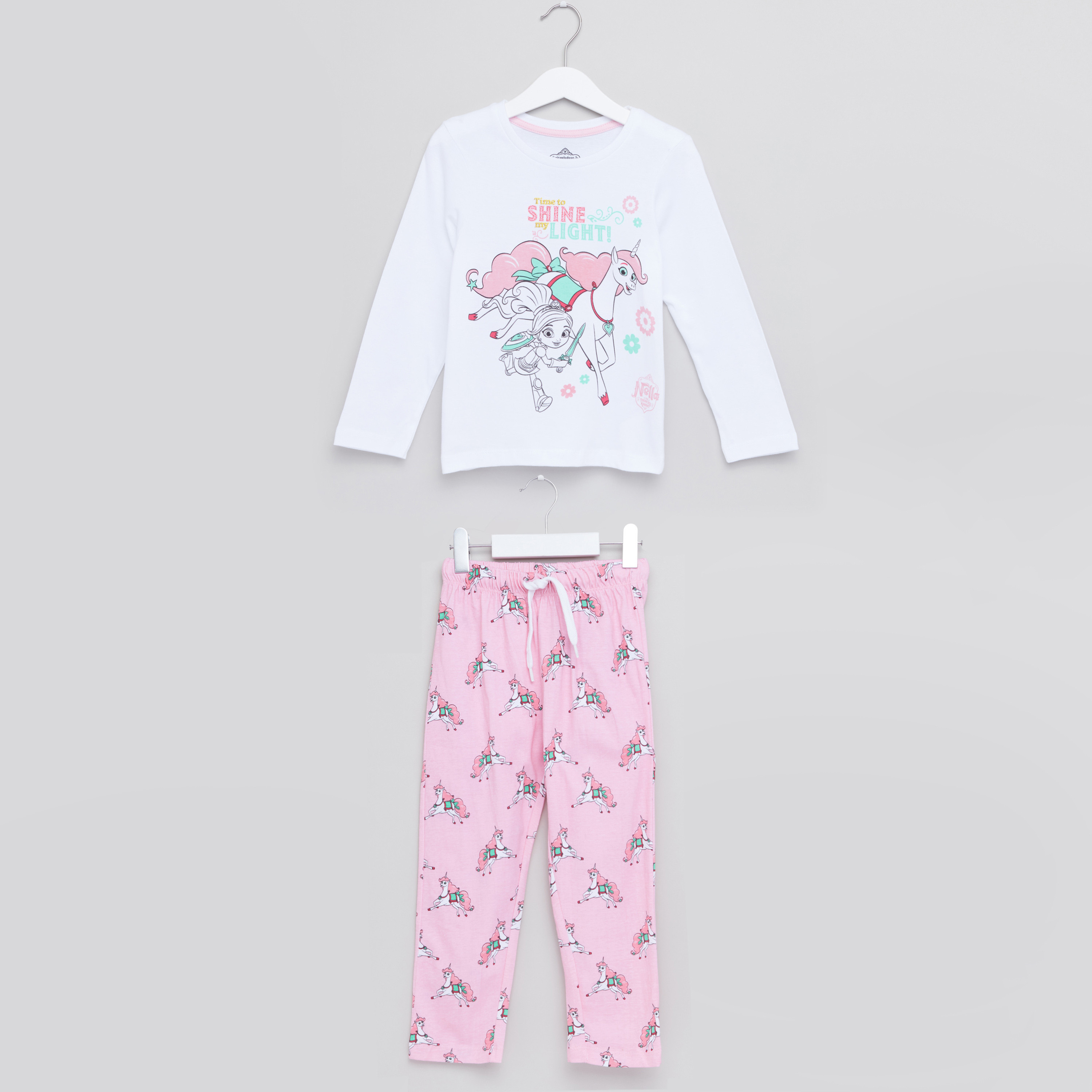 Buy Nella the Princess Knight Printed T shirt and Pyjama Set Online Mothercare Bahrain