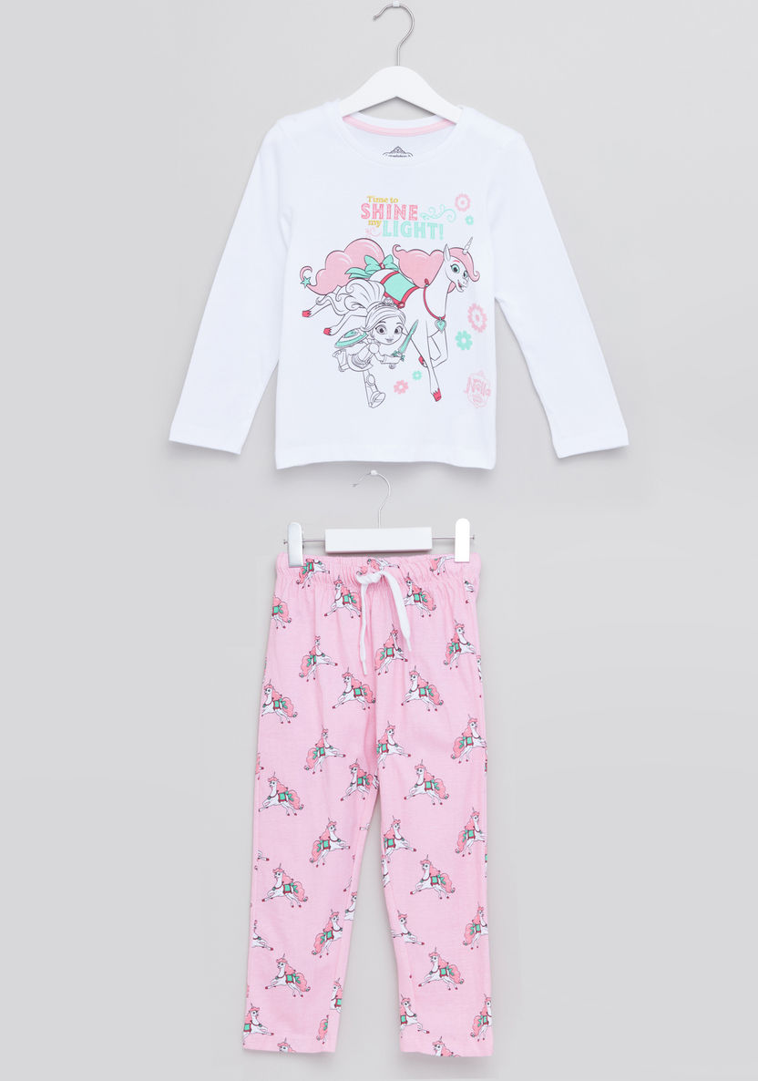 Nella the Princess Knight Printed T-shirt and Pyjama Set-Clothes Sets-image-0