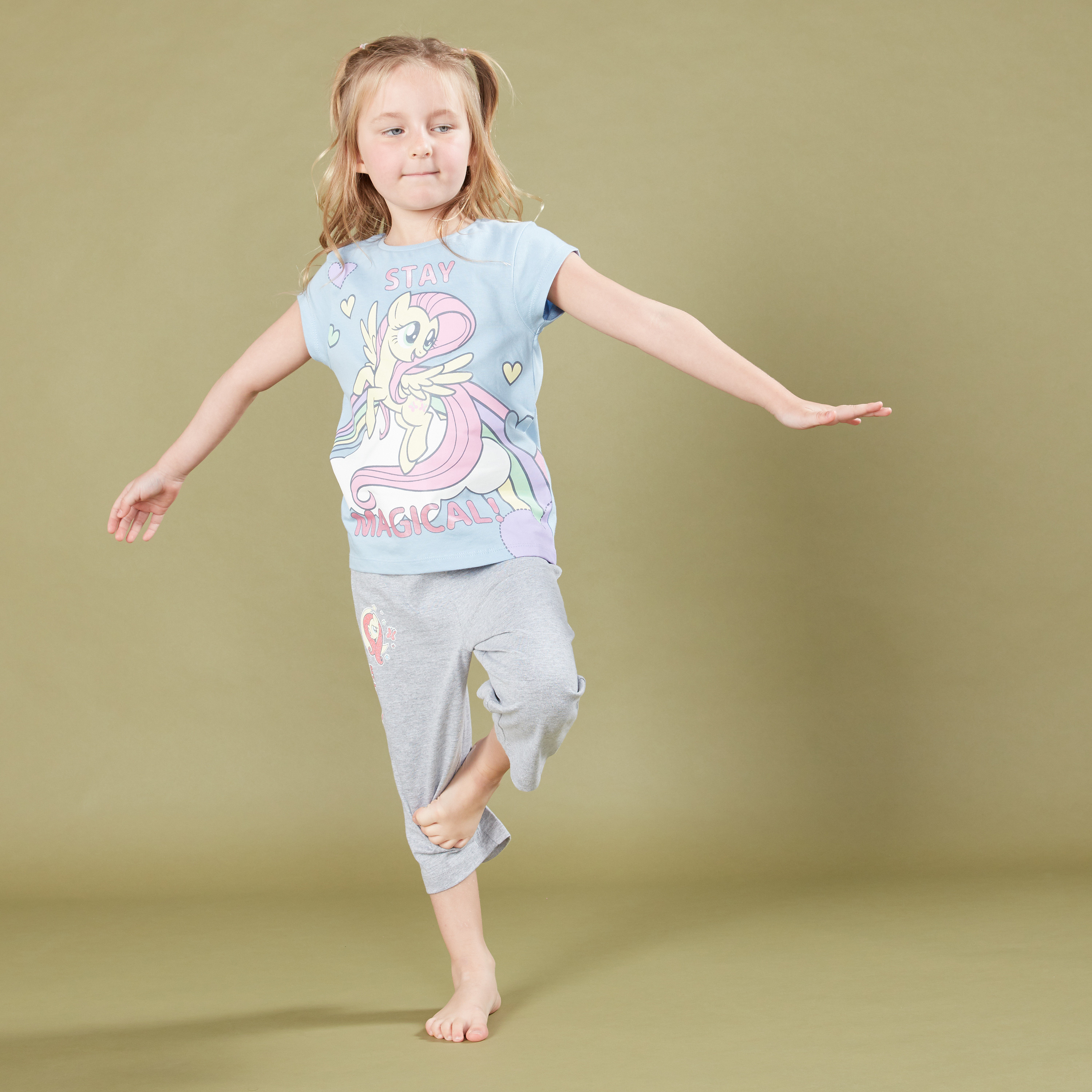 My Little Pony Printed Short Sleeves T-Shirt with 3/4 Pants-girls-clothing-nightwear-image-2