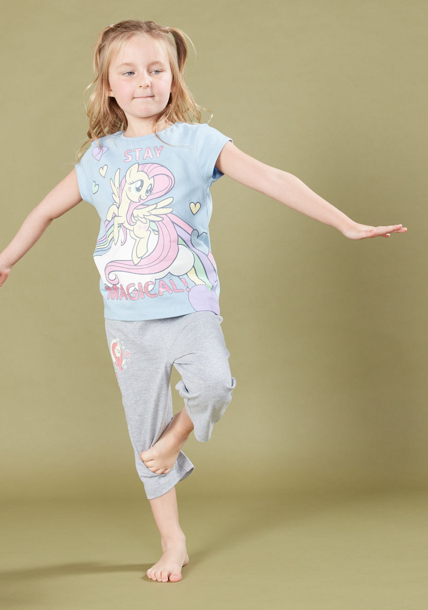 My Little Pony Printed Short Sleeves T-shirt with 3/4 Pants-Nightwear-image-1