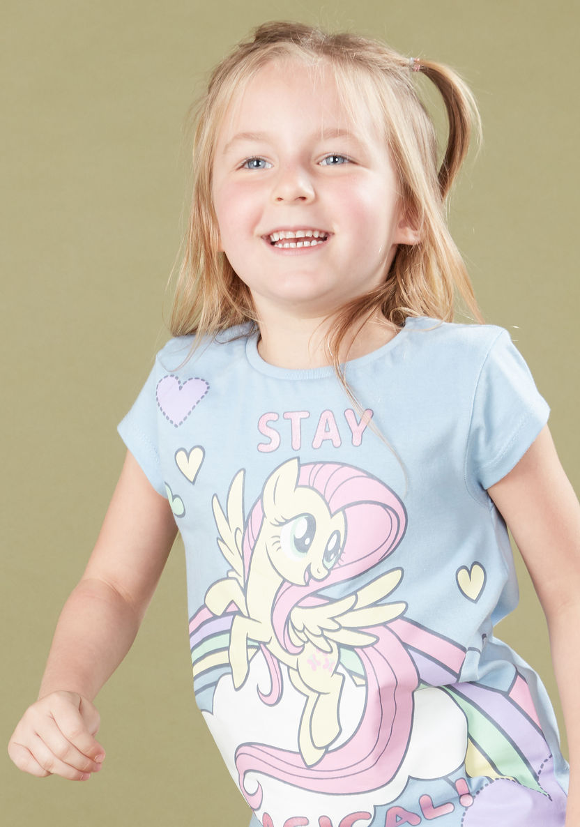 My Little Pony Printed Short Sleeves T-shirt with 3/4 Pants-Nightwear-image-2