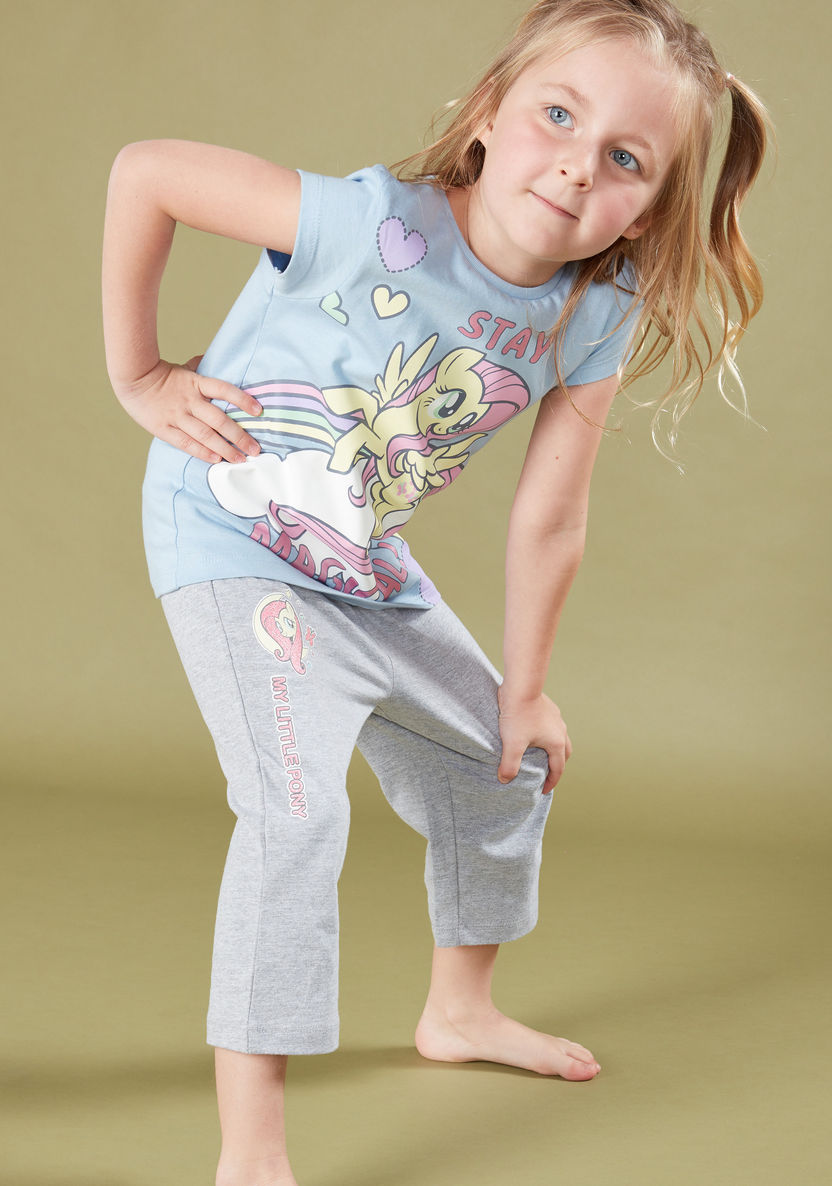 My Little Pony Printed Short Sleeves T-shirt with 3/4 Pants-Nightwear-image-4