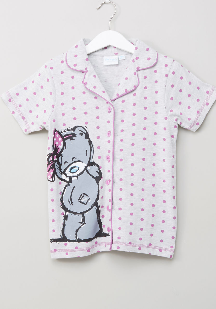 Carte Blanche Polka Dot Printed T-shirt and Pyjama Set-Clothes Sets-image-0