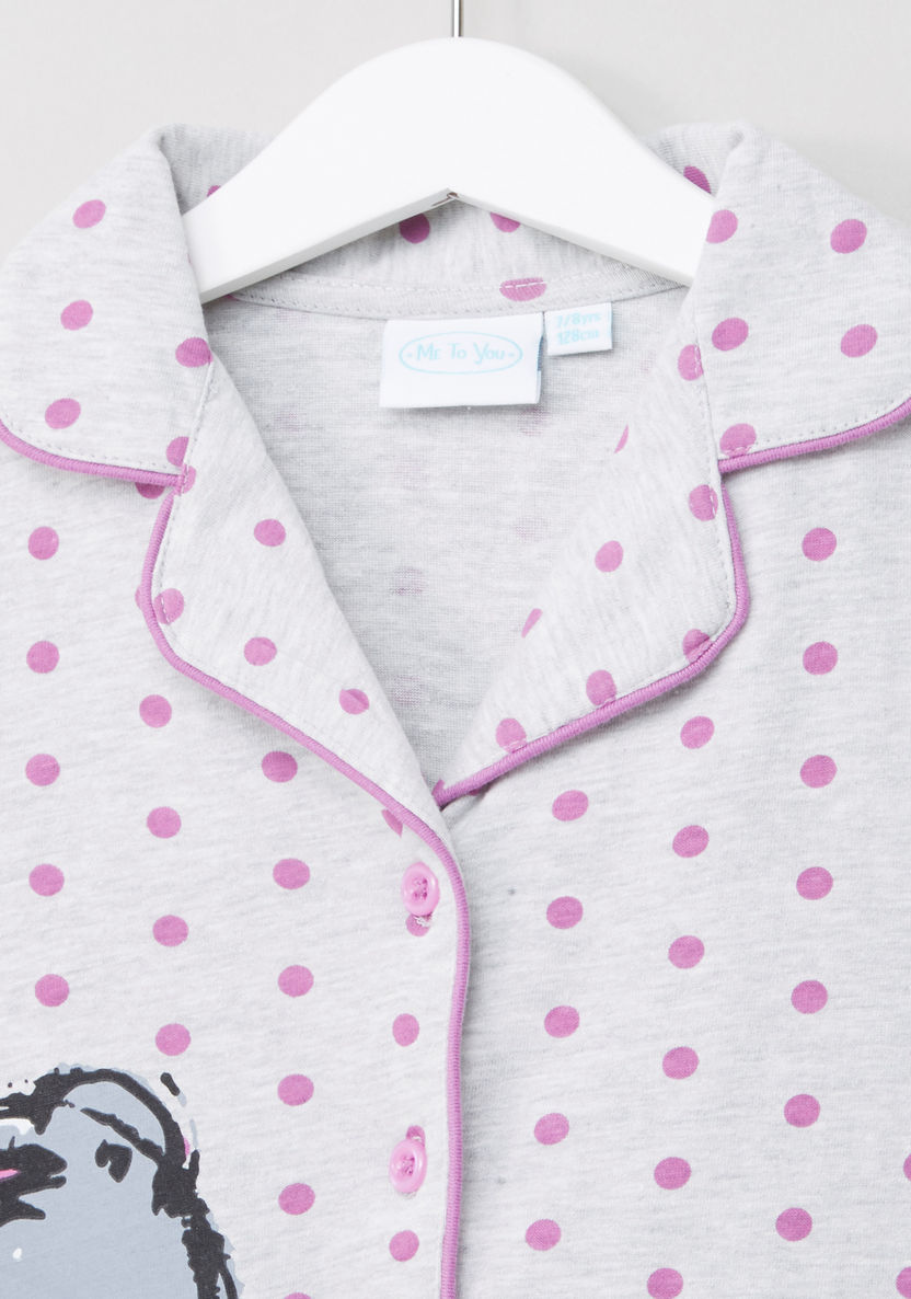 Carte Blanche Polka Dot Printed T-shirt and Pyjama Set-Clothes Sets-image-1