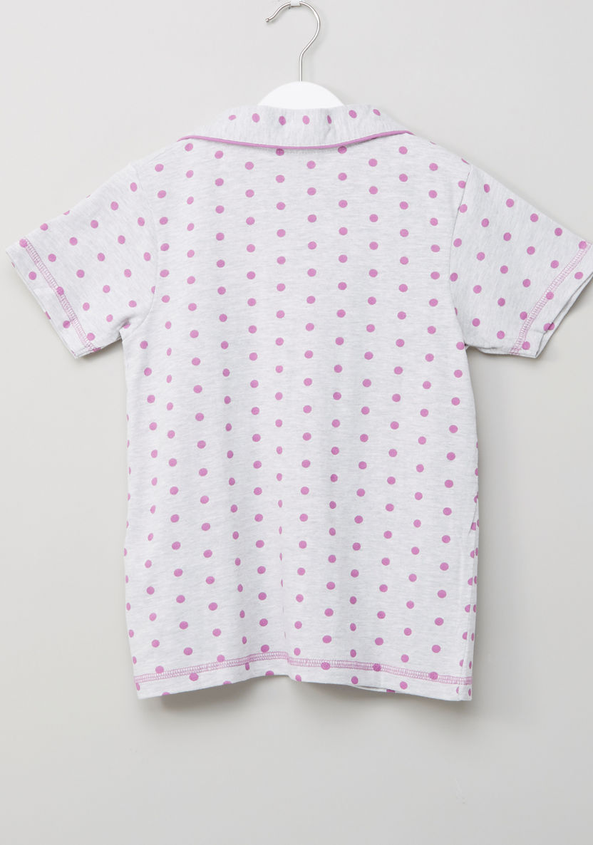 Carte Blanche Polka Dot Printed T-shirt and Pyjama Set-Clothes Sets-image-2