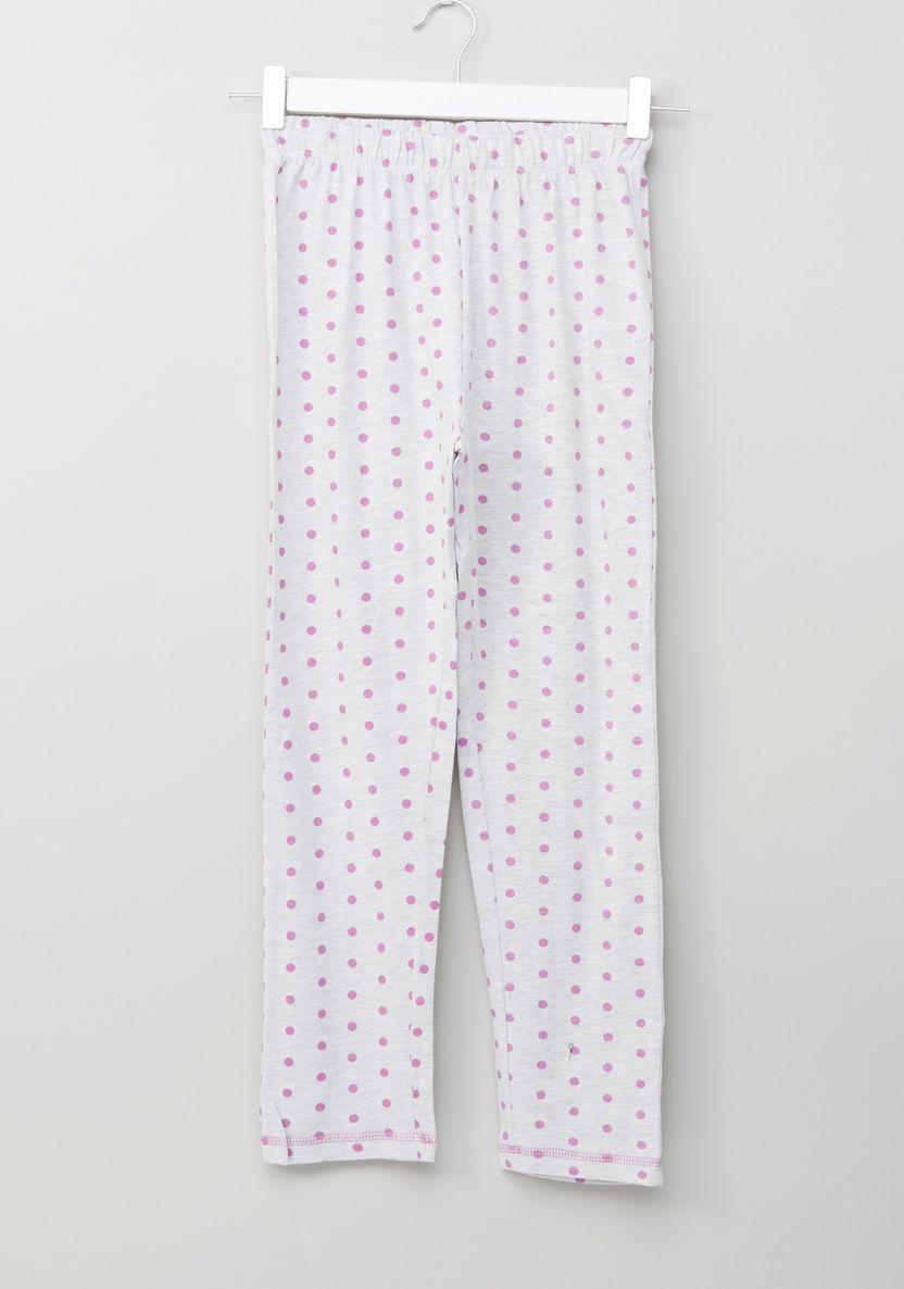 Carte Blanche Polka Dot Printed T-shirt and Pyjama Set-Clothes Sets-image-5
