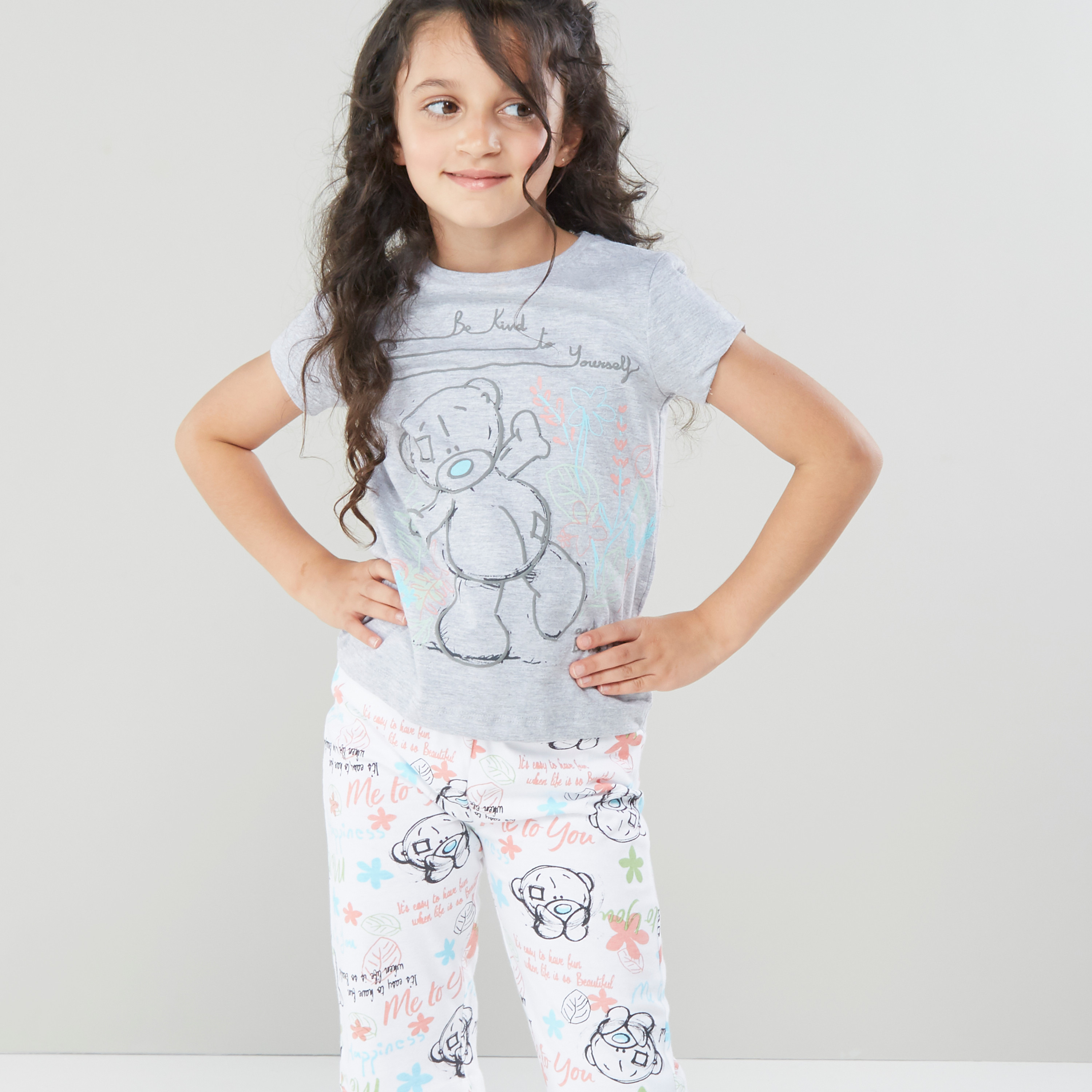 Carte Blanche Tiny Tatty Teddy T-shirt with Capris-girls-clothing-nightwear-image-2