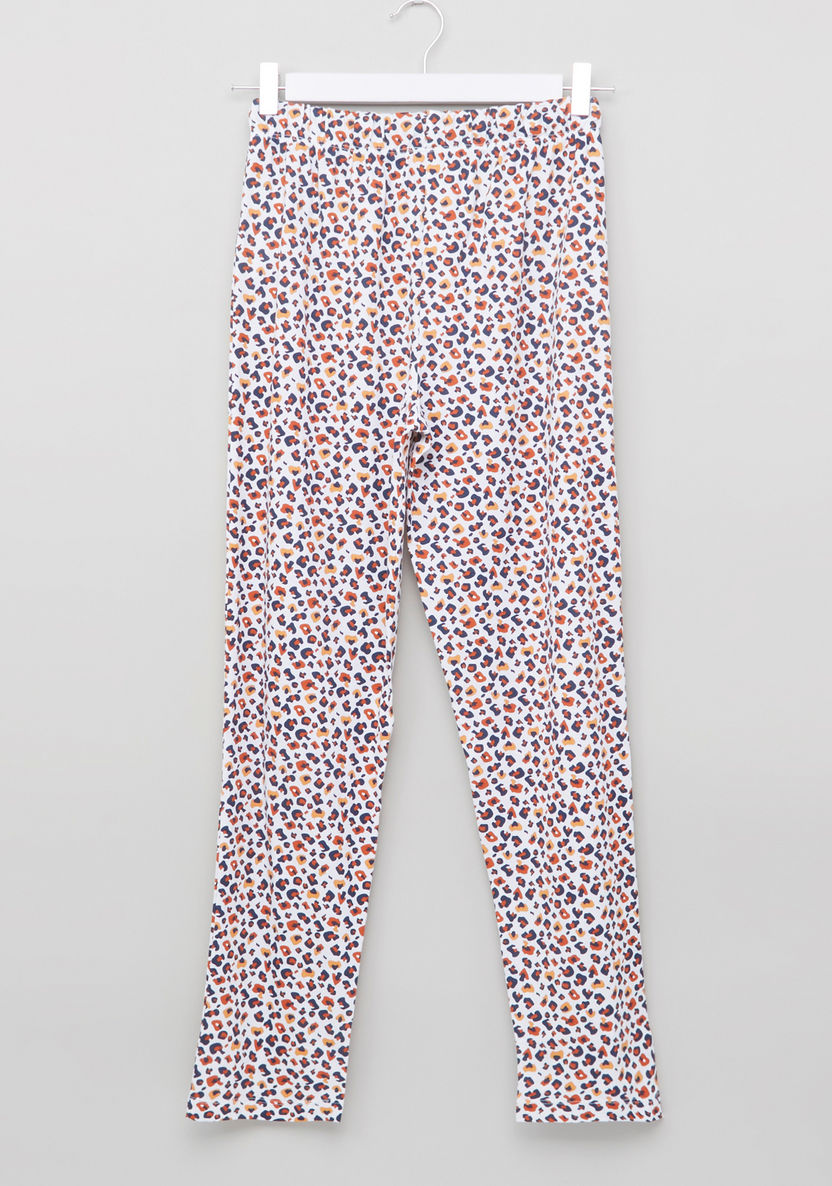 Juniors Printed Round Neck T-shirt and Pyjama Set-Nightwear-image-6