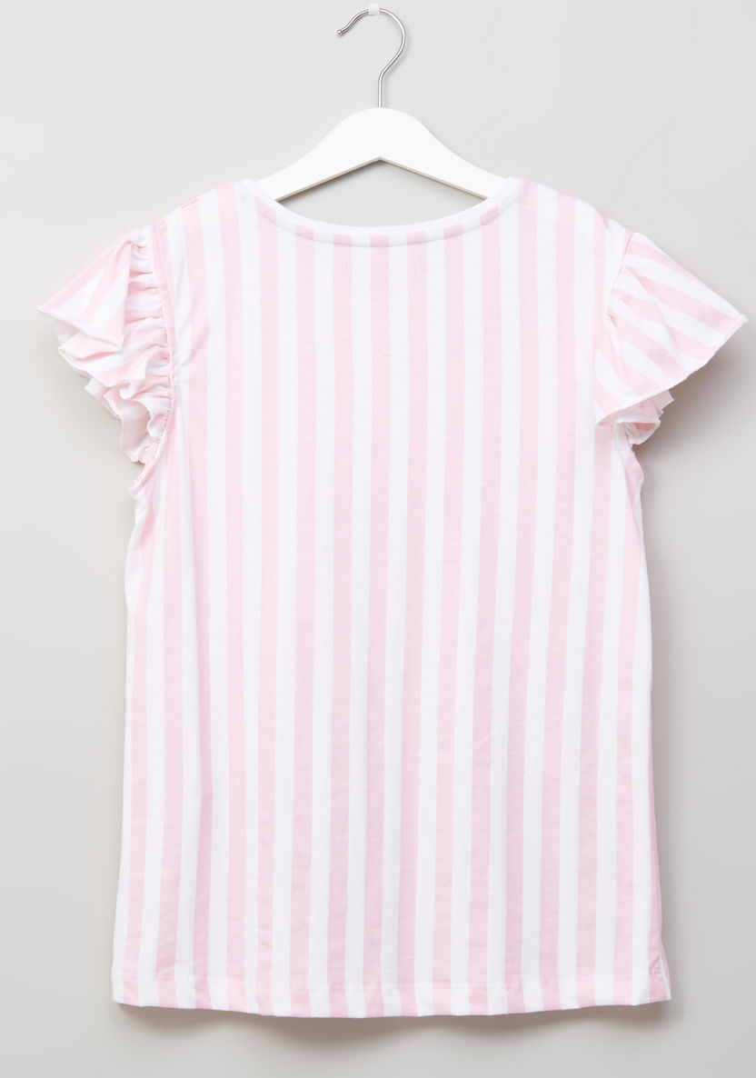 Juniors Striped Flutter Sleeves Top with Capris-Clothes Sets-image-3