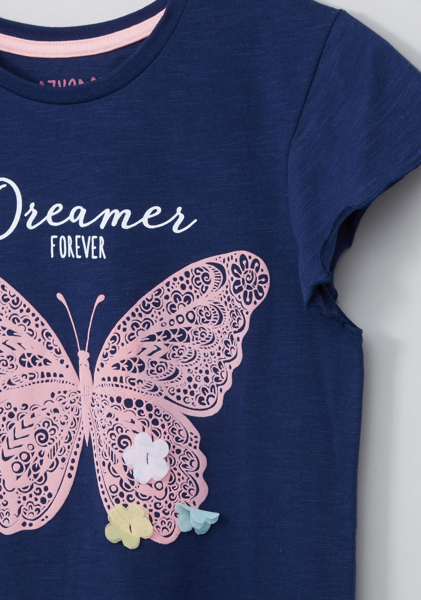 Juniors Butterfly Print Capri Set-Nightwear-image-2
