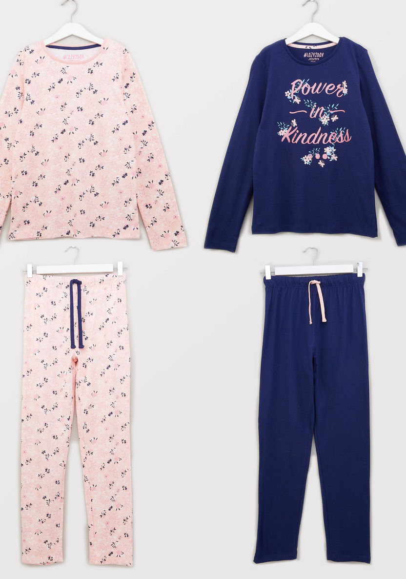 Juniors Printed T-shirt and Pyjamas - Set of 2-Nightwear-image-0