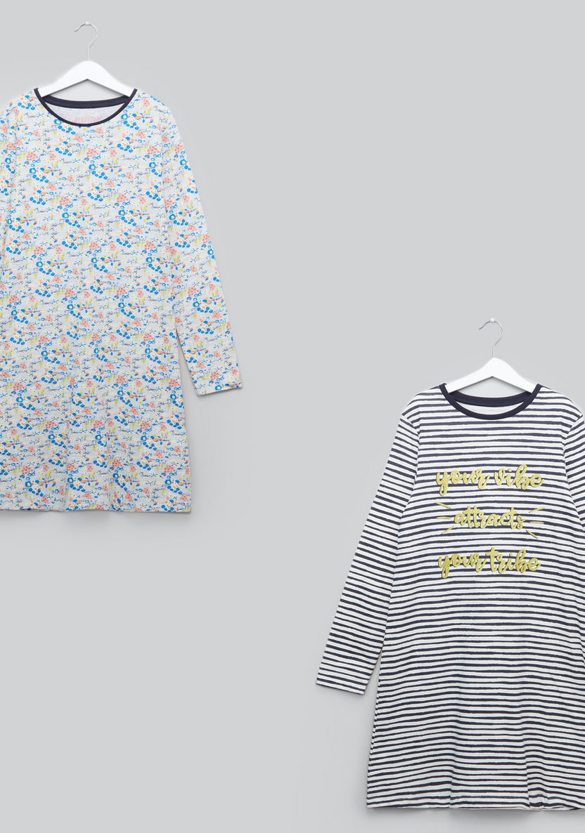 Juniors Printed Sleep Dress - Set of 2-Nightwear-image-0