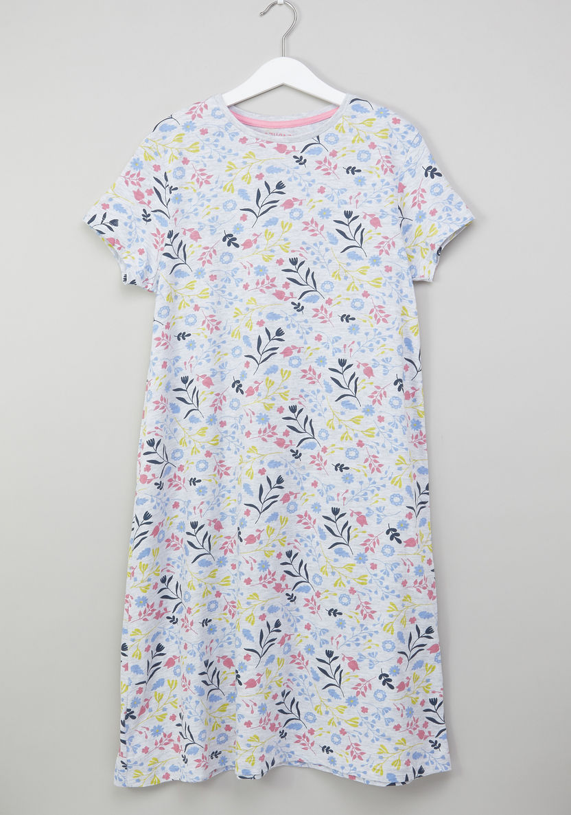 Juniors Printed Cap Sleeves Sleep Dress - Set of 2-Nightwear-image-4