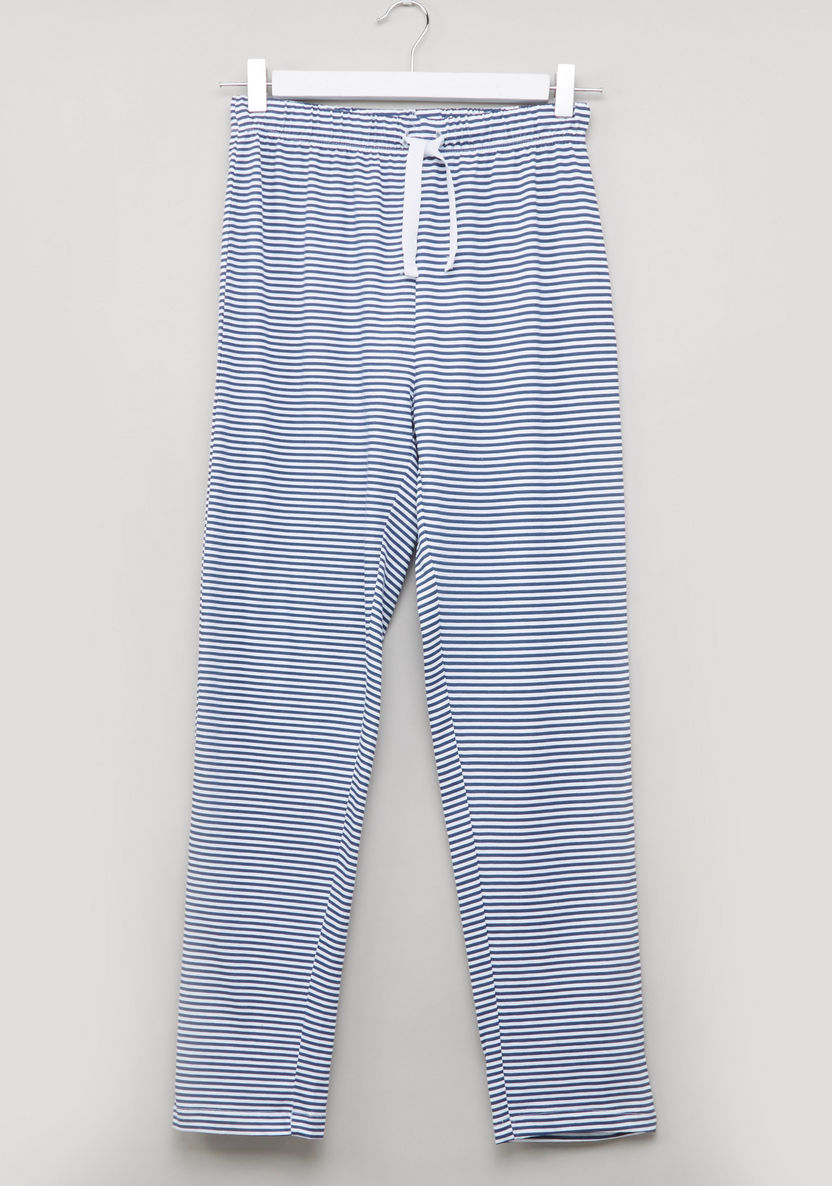 Juniors Floral Printed T-shirt and Striped Pyjama Set-Nightwear-image-4